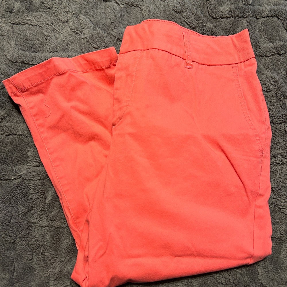 salmon colored crop capri pants by market & spruce